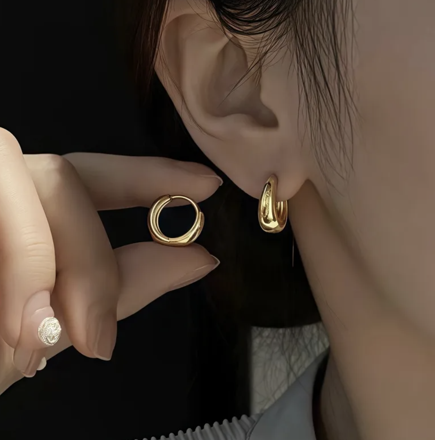 Classic C-Shape Hoop Earrings