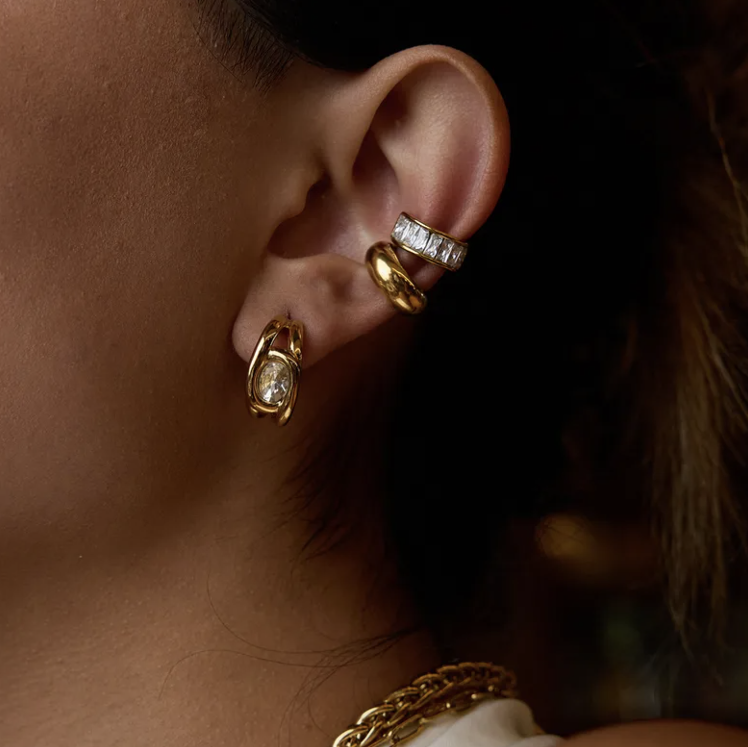 Geometric Ear Cuff Stud Earrings