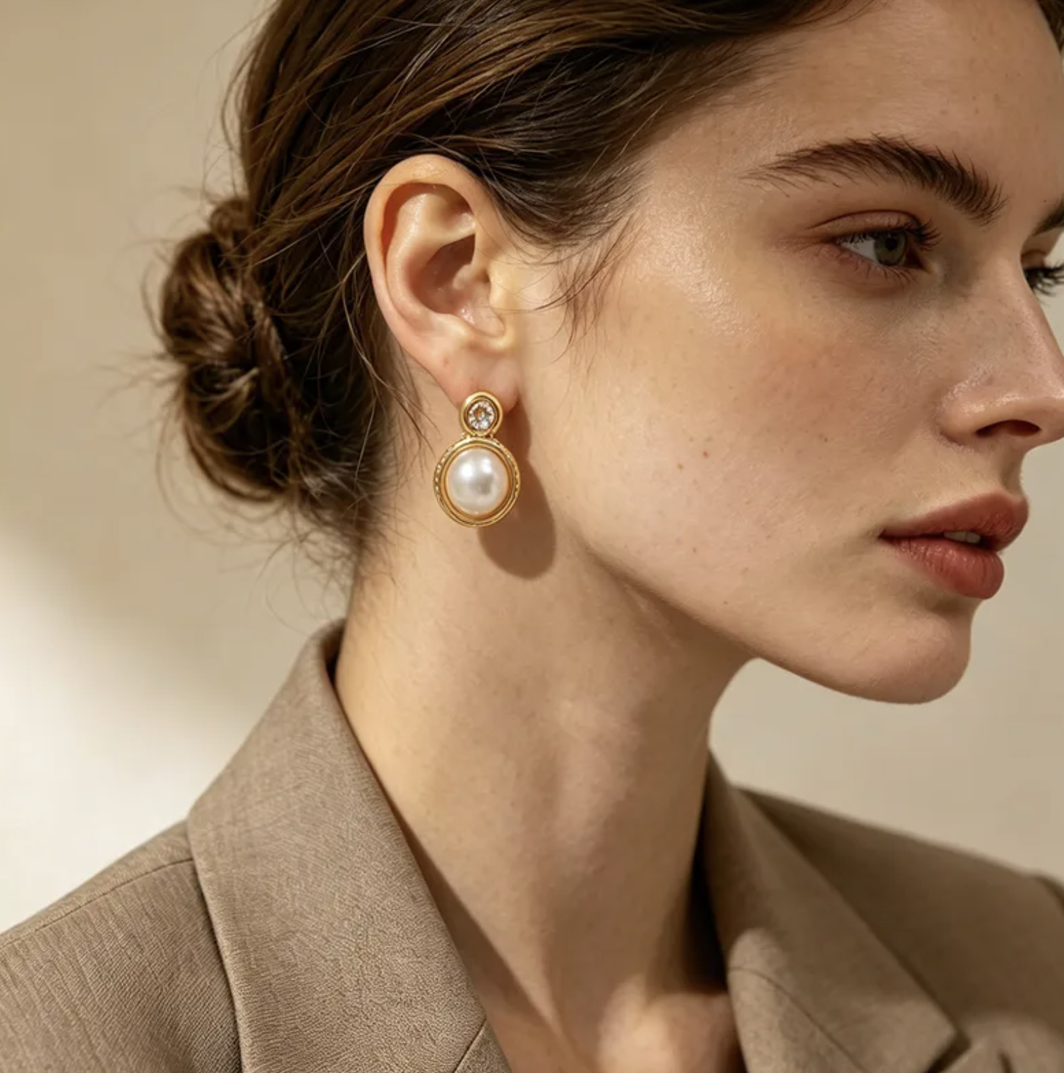 Hammered Pearl Drop Earrings